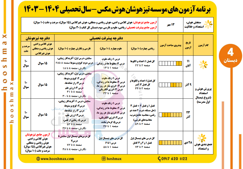آزمون پایه چهارم 